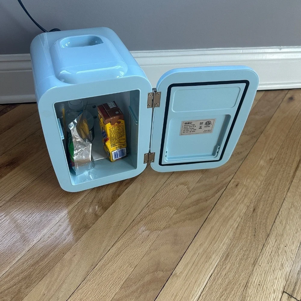 Portable Mini Fridge-Retro 6-Can Travel Compact Refrigerator, Blue